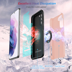Anqrp Hidden Séries Coque Galaxy S21+ Plus 5G, Militaire Antichoc Pivoter la béquille Magnétique Intégrée Protection Multicouche
