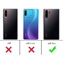 KANSi Coque Compatible pour Huawei P30 Pro, Smart View Flip Faux Cuir Coque + Protection Ecran - Noir