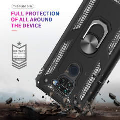 LeYi Coque pour Xiaomi Redmi Note 9 avec 2 Verre Trempé et 2 Protection Camera, Anneau Support Militaire Anti-Chute Bumper Antic