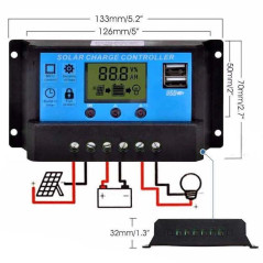 JZK 20A 12V / 24V Contrôleur de Charge de Panneau Solaire Intelligent avec écran LCD et Port USB, Protection Contre Les surinten