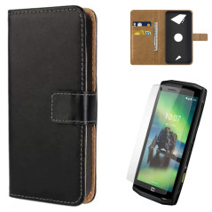 ZTAOOPOU Haute Qualité Housse pour Crosscall Action X5 Coque Luxe Etui à Rabat Housse Noir + HD Verre Trempé Crosscall Action X5
