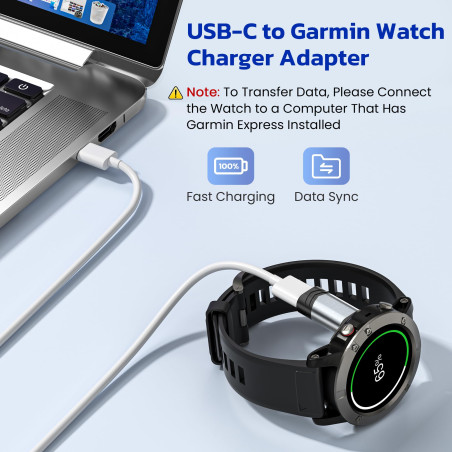 RUXELY Adaptateur USB C vers Gar/Min 4Pack,90 Degrés Câble Watch Chargeur Type C Connecteur Compatible avec Garmin Montre Fenix 