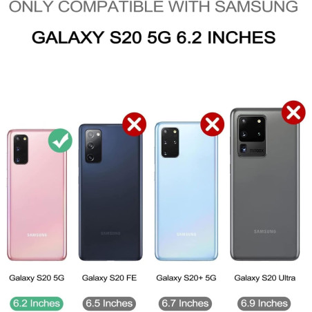 Dexnor Coque pour Samsung S20, Protection d'écran intégrée et béquille, Protection de qualité Militaire résistante aux Chocs pou
