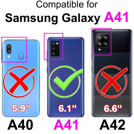 SIENIANLINE Etui Coque pour Samsung Galaxy A41, Premium en Cuir PU Portefeuille Protection Flip [Carte Fentes][Fonction Stand][F