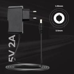 LEYF Alimentation Universelle 5V 2A DC, AC 100-240V 50/60Hz, Adaptateur, Alimentation Enfichable/Longueur de câble 115cm (fiche 