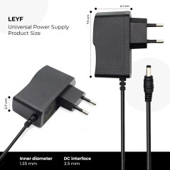 LEYF Alimentation Universelle 5V 2A DC, AC 100-240V 50/60Hz, Adaptateur, Alimentation Enfichable/Longueur de câble 115cm (fiche 