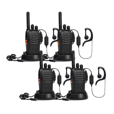 Talkie Walkie PT88E PMR446 sans Licence 16 Canaux, Rechargeable avec Chargeur USB, Lampe de Poche LED, Talkie Walkie Professionn