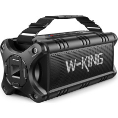 W-KING 90W Peak 50W RMS Enceinte Bluetooth Puissante, Haut Parleur Bluetooth San Fil avec Basses Riches, Grosse Enceinte Portabl