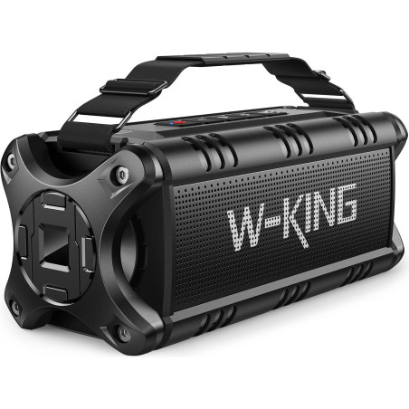 W-KING 90W Peak 50W RMS Enceinte Bluetooth Puissante, Haut Parleur Bluetooth San Fil avec Basses Riches, Grosse Enceinte Portabl