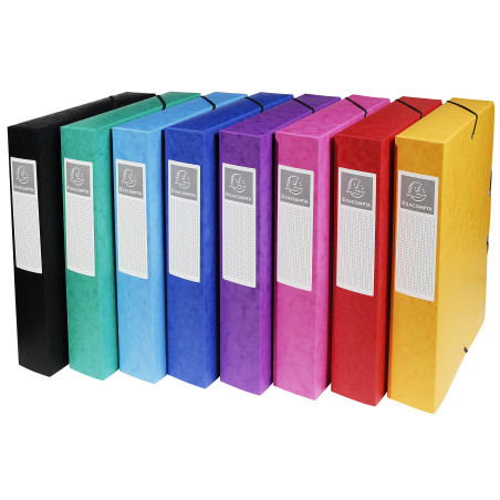 Exacompta - Réf. 50606E - 8 boites de classement avec élastiques Exabox - en carte lustrée 600g/m2 - Dos 6 cm - dimensions 25 x