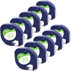 MarkField Ruban Compatible avec Dymo LetraTag Ruban Papier 12mm x 4 m Noir sur Blanc, Compatible avec Dymo Letra tag XR LT-100H