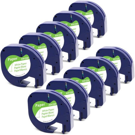 MarkField Ruban Compatible avec Dymo LetraTag Ruban Papier 12mm x 4 m Noir sur Blanc, Compatible avec Dymo Letra tag XR LT-100H
