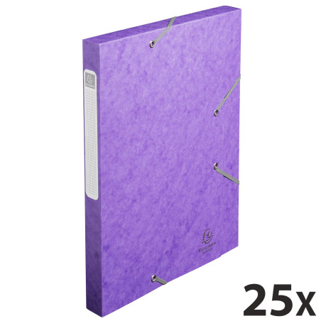Exacompta Réf. 18515H - 25 boites de classement avec élastiques CARTOBOX - livrées à plat - dos de 2,5 cm - carte lustrée 5/10èm