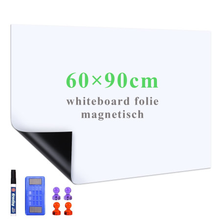Lyzzxi Papier Tableau Blanc Magnétique, 60×90cm Adhesif Tableau Blanc Effacable Autocollant, Avec Marqueur et Effaceur Magnétiqu