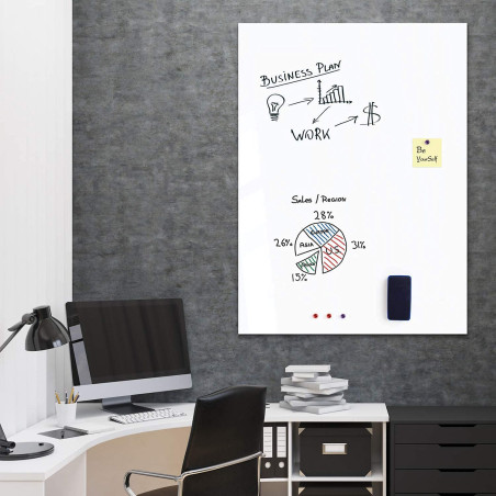 Lyzzxi Papier Tableau Blanc Magnétique, 60×90cm Adhesif Tableau Blanc Effacable Autocollant, Avec Marqueur et Effaceur Magnétiqu