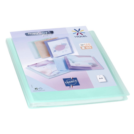 Viquel - Protège documents personnalisable - Reliure Format A4 - Porte vues 120 Vues (60 pochettes) Propysoft - Pochettes transp