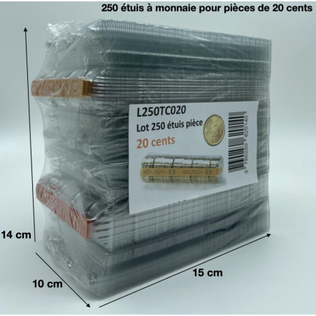 Monetique L250TC020 Paquet de 250 étuis monnaie 0,20 euro