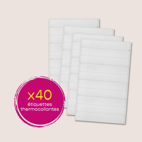 Avery - 40 Pièces Etiquette Vetement Enfant Vierge Thermocollantes Inscriptibles Blanche 0,9 x 5,2 cm - Lavables Jusqu'à 60°C, r
