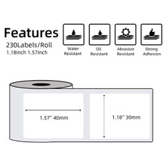 Phomemo Etiquettes M110 Etiquettes thermique Étiquette Autocollante,1.57"x1.18" (40x30mm), Convient pour Phomemo M110 M120 M220