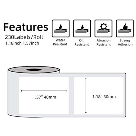 Phomemo Etiquettes M110 Etiquettes thermique Étiquette Autocollante,1.57"x1.18" (40x30mm), Convient pour Phomemo M110 M120 M220