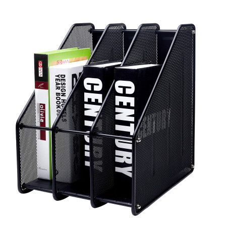Exerz Porte-revues de Bureau/Range-revues/Porte-Magazine en métal à Trois rangées/Boîte de Rangement en métal -3 Compartiments C