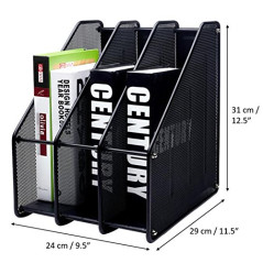 Exerz Porte-revues de Bureau/Range-revues/Porte-Magazine en métal à Trois rangées/Boîte de Rangement en métal -3 Compartiments C