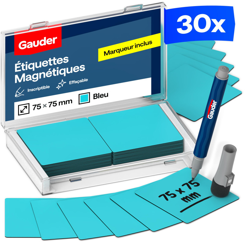 GAUDER Étiquettes Magnétiques Inscriptibles | (75 x 75 mm) Cartes Magnétiques Effaçables | Pour Tableaux Kanban et Blanc GAUDER Étiquettes Magnétiques Inscriptibles | (75 x 75 mm) Cartes Magnétiques Effaçables | Pour Tableaux Kanban et Blanc