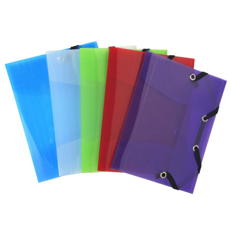 Exacompta - Réf. 50700E - Carton de 25 chemises à élastiques Crystal pour format pocket - pochette 3 rabats - en polypropylène h