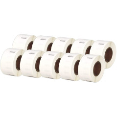 Aftertech 10x 99017 12,5x51mm Rouleaux d'étiquettes adhésives compatibles (220 étiquettes/rouleau = 2200 au total) pour impriman