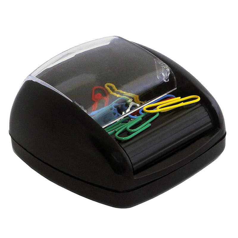 Pavo - Distributeur de trombones avec rouleau magnétique , 20 trombones inclus / 9 x 8,4 x 4,5 cm / Noir Pavo - Distributeur de trombones avec rouleau magnétique , 20 trombones inclus / 9 x 8,4 x 4,5 cm / Noir