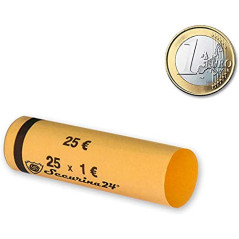 Securina24 Tubes pour pièces de Monnaie 1 Centime à 2 Euros, ou 119 pièces mélangées (102 x 1 Euros)