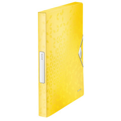 Leitz – Boîte de Classement A4, PP 30 mm, Capacité 250 Feuilles, Fermeture Élastique, Étiquette pour Identification, Jaune WOW,