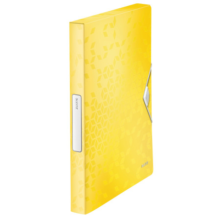 Leitz – Boîte de Classement A4, PP 30 mm, Capacité 250 Feuilles, Fermeture Élastique, Étiquette pour Identification, Jaune WOW,