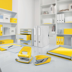 Leitz – Boîte de Classement A4, PP 30 mm, Capacité 250 Feuilles, Fermeture Élastique, Étiquette pour Identification, Jaune WOW,