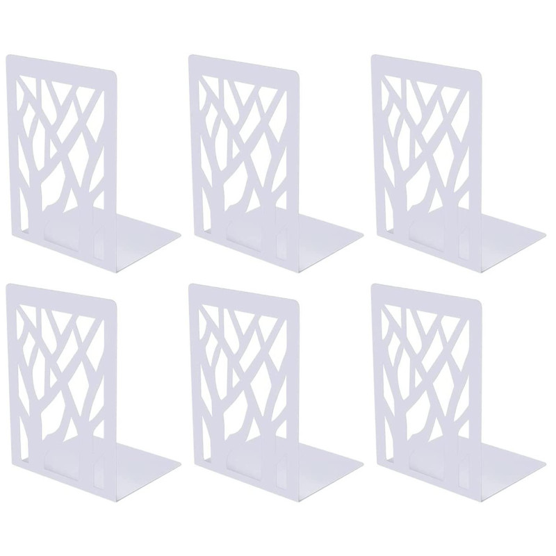 3 Paires Bookends, Serre-Livre en Métal pour Livres Cale Livre et CDs Anti-Dérapant pour Bureau, Ecole et Maison, Séparateurs de 3 Paires Bookends, Serre-Livre en Métal pour Livres Cale Livre et CDs Anti-Dérapant pour Bureau, Ecole et Maison, Séparateurs de