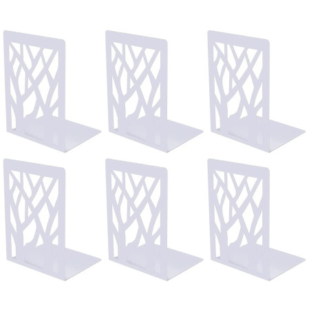 3 Paires Bookends, Serre-Livre en Métal pour Livres Cale Livre et CDs Anti-Dérapant pour Bureau, Ecole et Maison, Séparateurs de