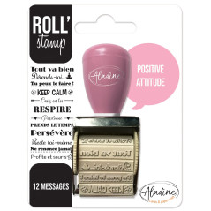 Aladine - Roll' Stamp Positive Attitude - Tampon à Molette - 12 Messages à Tamponner Partout - Idéal pour Bullet Journal, Scrapb