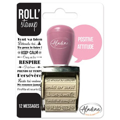 Aladine - Roll' Stamp Positive Attitude - Tampon à Molette - 12 Messages à Tamponner Partout - Idéal pour Bullet Journal, Scrapb
