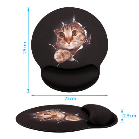 CHUQING Tapis de Souris Ergonomique avec Repose-Poignet en Gel Motif Chat