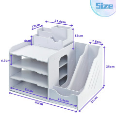 7-Compartiment Bac à Courrier Empilable, Corbeille à Courrier, A4 Organisateur de Bureau Bois Plastique, Plateau de Papier Blanc
