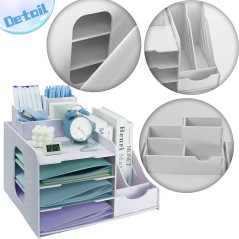 7-Compartiment Bac à Courrier Empilable, Corbeille à Courrier, A4 Organisateur de Bureau Bois Plastique, Plateau de Papier Blanc