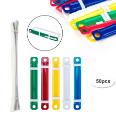 Prmape 50 Pièces Fixation en Plastique Papier Organisateur Reliures, Clips pour Archives Avec Boucle, Attaches Perforé en Plasti