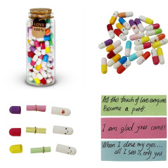 Mczcent 100Pcs Capsule Message, Capsule Lettres Message dans Bouteille, Capsules de Lettres D'amour Happy Pills Capsules Papier 