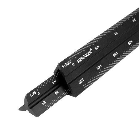 2 pièces Échelle triangulaire Règle Aluminium d'ingénieurs Kutch règle de triangle gravé au laser