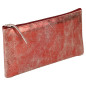 Clairefontaine 410069C - Trousse Scolaire Plate en Cuir/Daim Rouge Effet Irisé 22x11 cm en Véritable Cuir d'Agneau - Fourniture Clairefontaine 410069C - Trousse Scolaire Plate en Cuir/Daim Rouge Effet Irisé 22x11 cm en Véritable Cuir d'Agneau - Fourniture