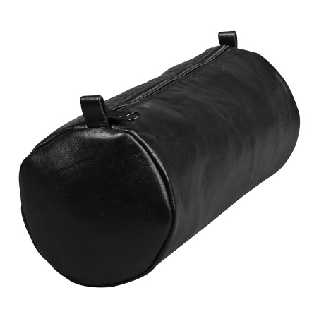Clairefontaine 77031C Collection Nomaddict (ex Age Bag) Une Grande Trousse Ronde en Véritable Cuir d'Agneau Noir - 22 cm x 8 cm 