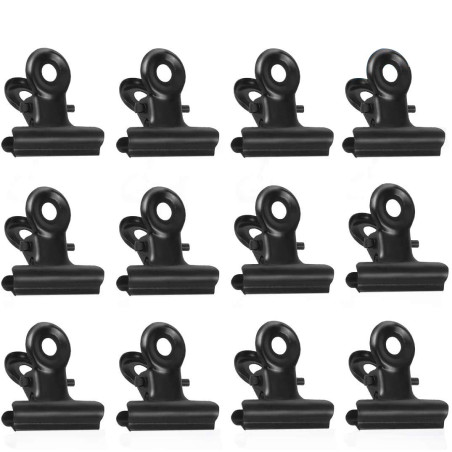 Bulldog Petits Clips, 50pcs Métal Bulldog Binder Clips, 22mm Trombones de Bouledogue, Noir Charnière Pinces pour Sacs de Nourrit