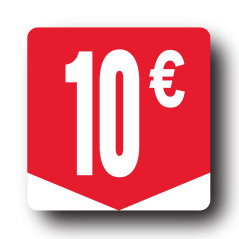 Affichesstore 30270 - Rouleau de 500 Étiquettes Autocollantes 10€ - Format Carré 35x35mm - Brillantes - Adhésives - Stickers Pri