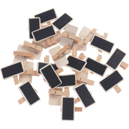 Youery 50 Mini Tableau Noir Bois Message Rectangle Ardoise A Pince Clip Carte Panneau Memos Etiquette Prix Marque Place Numero T