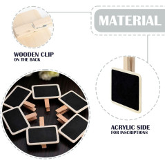 Youery 50 Mini Tableau Noir Bois Message Rectangle Ardoise A Pince Clip Carte Panneau Memos Etiquette Prix Marque Place Numero T